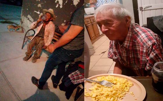 Familia “adopta” a un abuelito de 108 años que dormía bajo un árbol